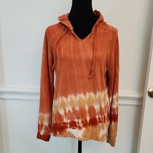 Zoe & Phoebe Women's Tie-Dye Hoodie in Orange and White Small